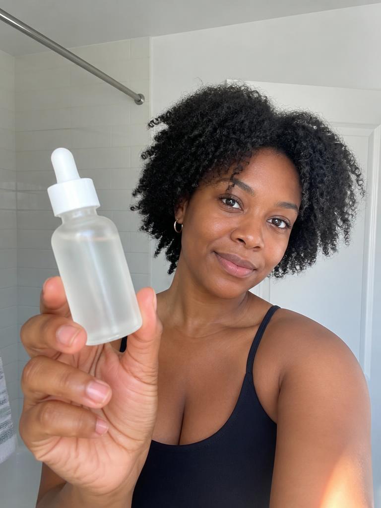 Creator filming a skincare serum demonstration
